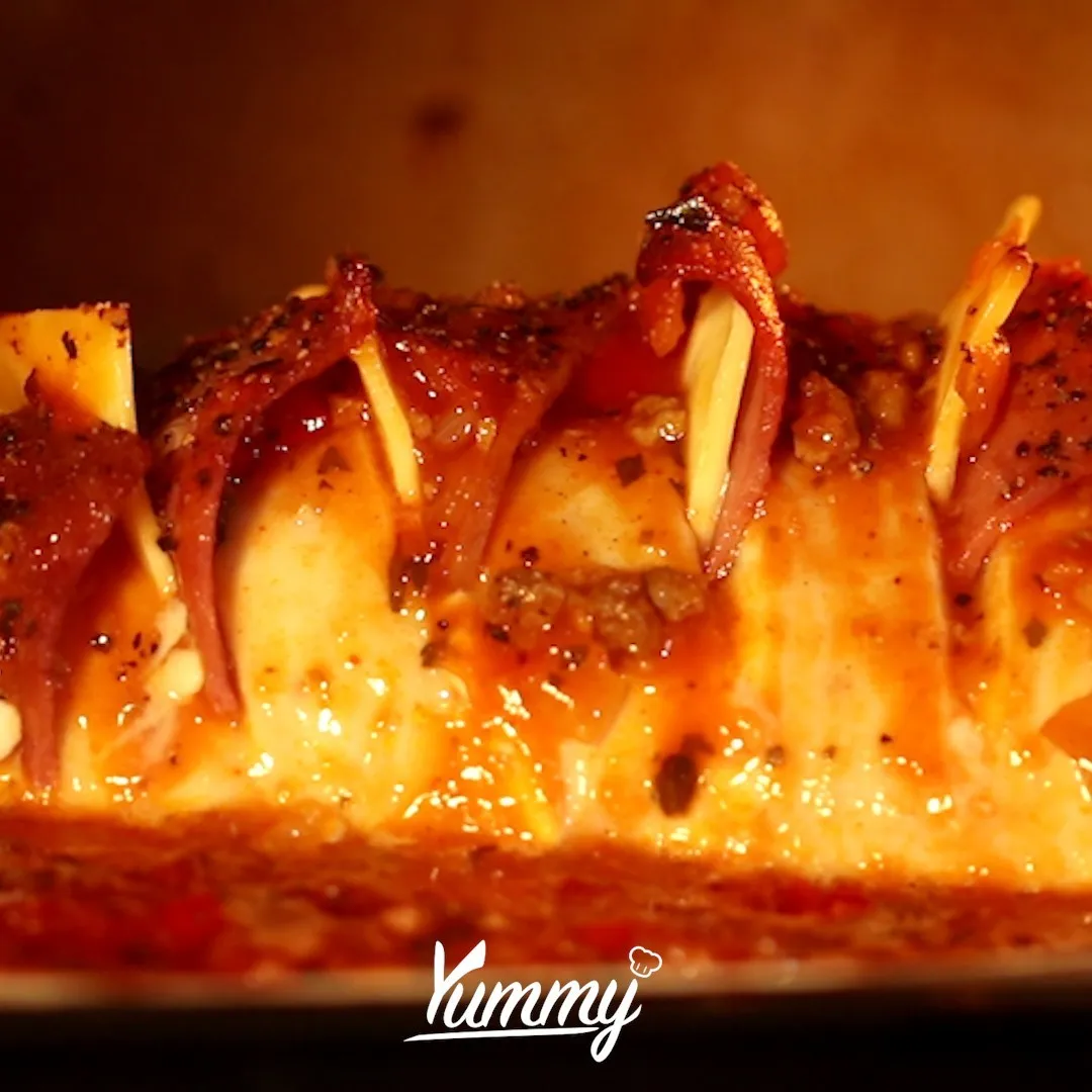 Step 4 Hasselback Chicken Pizza