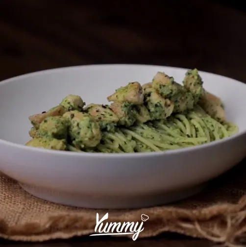 Step 5 Chiken Pesto Spagehtti
