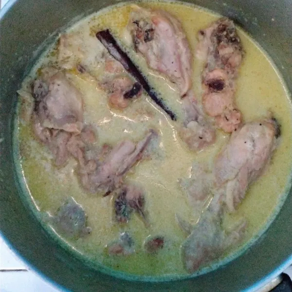 Masukkan santan, aduk rata masak hingga matang.