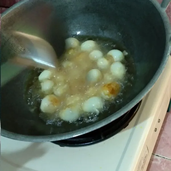 Goreng telur puyuh.