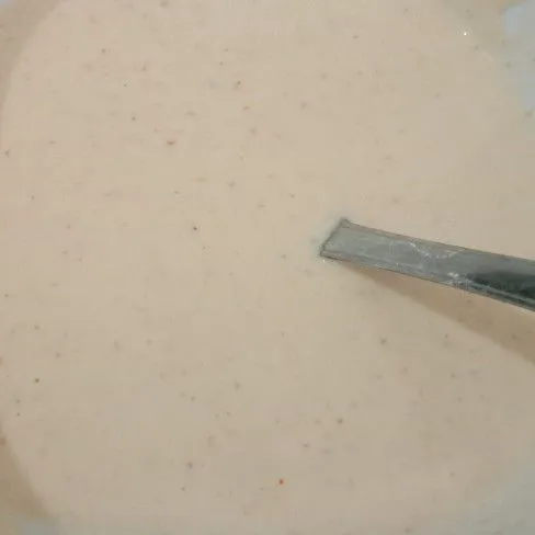 Bahan pelapis basah : ambil 3 sdm bahan pelapis kering kemudian tambahkan air secukupnya, aduk rata dan sisihkan.