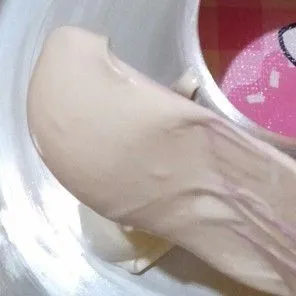 Setelah itu aduk adonan dengan spatula.