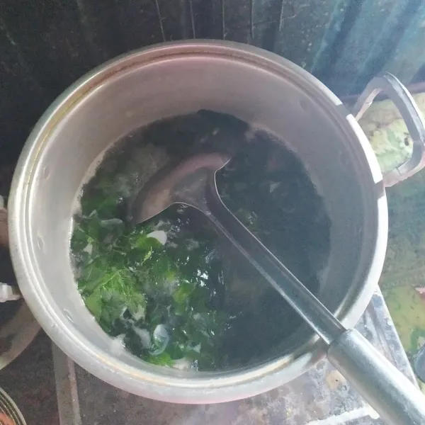 Setelah air mendidih masukkan daun katuk, lalu tambahkan gula dan garam secukupnya. Tunggu sampai daun katuk layu lalu cicipi rasa. Bila kurang asin bisa ditambah penyedap rasa.