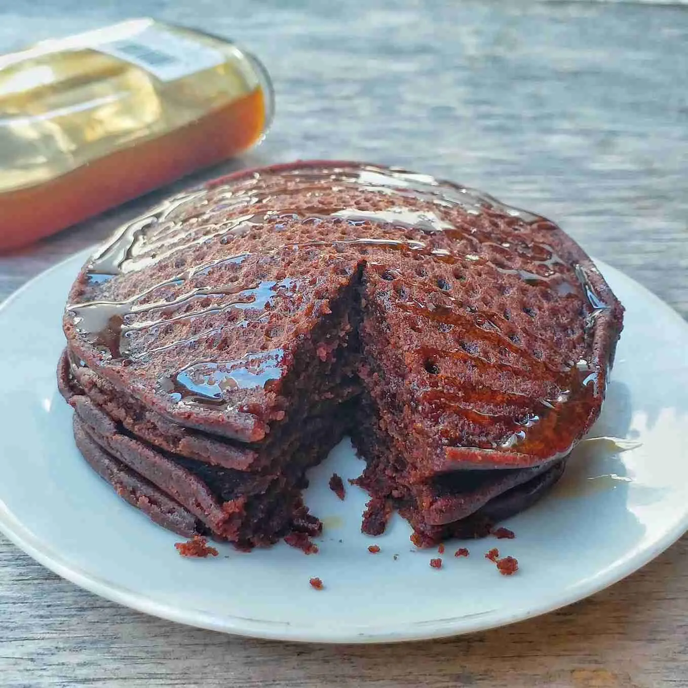 Eggless Chocolate Pancakes