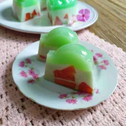 Puding Pepaya Santan Pandan