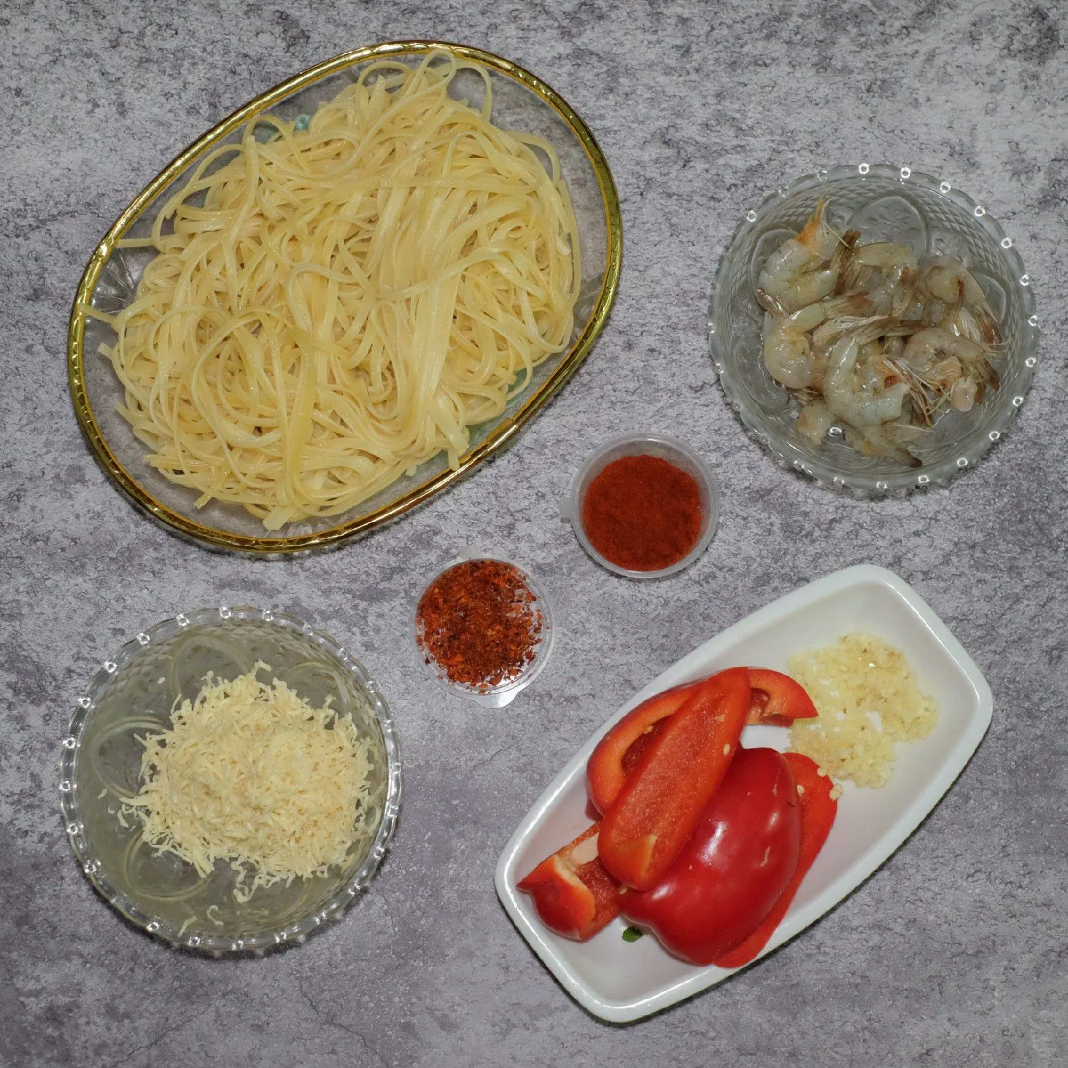 Step 1 Shrimp with Roasted Pepper Sauce