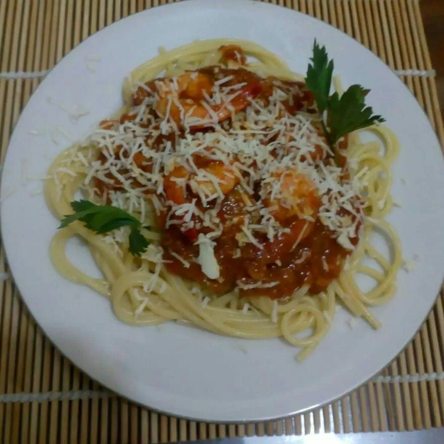 Spaghetti Udang Yummy #JagoMasakMinggu1