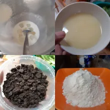 Siapkan semua bahan dan hancurkan oreo hingga menjadi remah remah