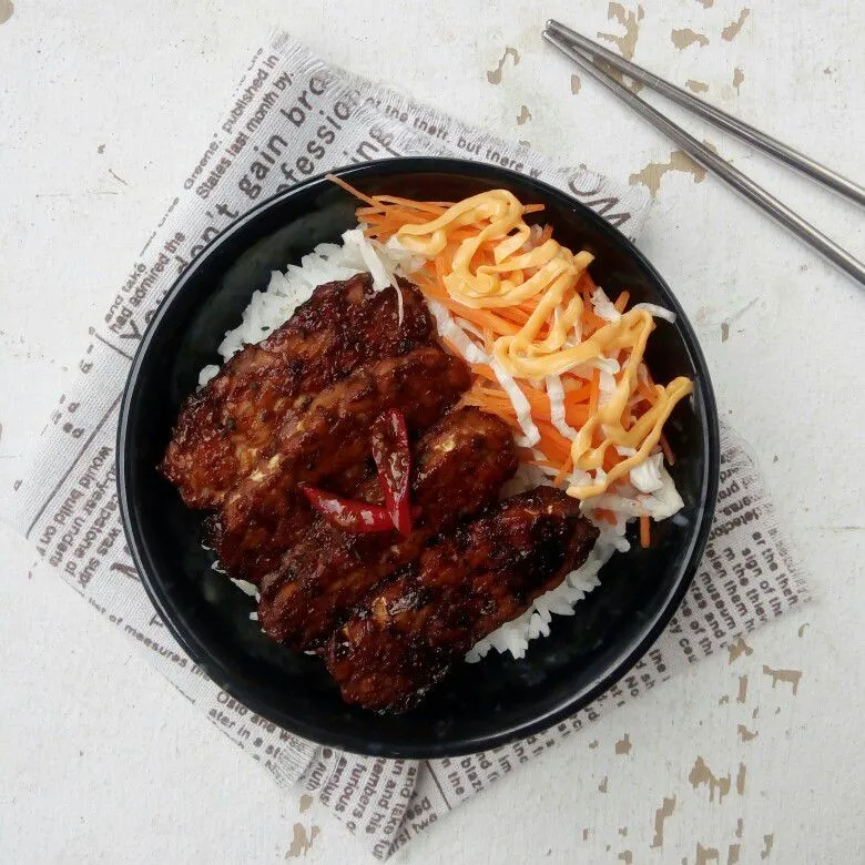 Resep Rice Bowl Tempe Bakar Lada Hitam #JagoMasakMinggu5 Sederhana