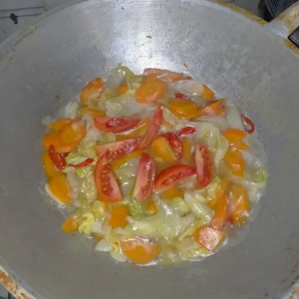 setelah matang tambahkan merica penyedap rasa garam dan tomat