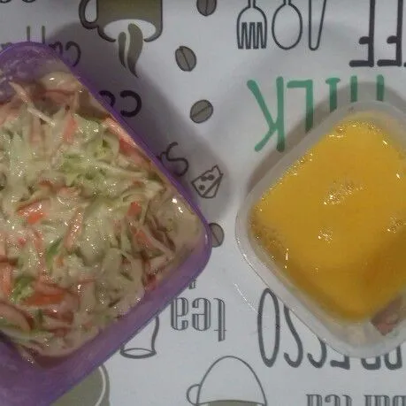 Campur semua bahan sayur dalam 1 wadah. Tambahkan terigu, beri tepung dan air sedikit-sedikit hingga menjadi adonan kental, sisihkan. Kocok lepas telur dengan wadah yang lain