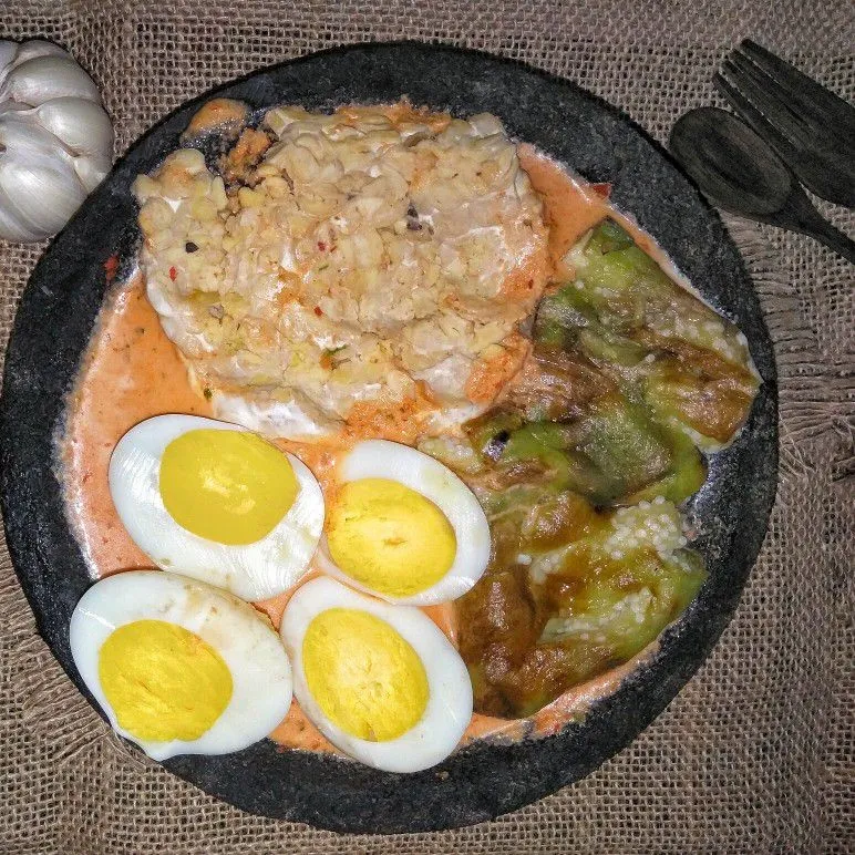 Pecel Santan Tempe Telur Kukus #JagoMasakMinggu6