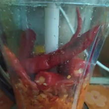 Satukan semua bahan, kemudian blender sampai halus.