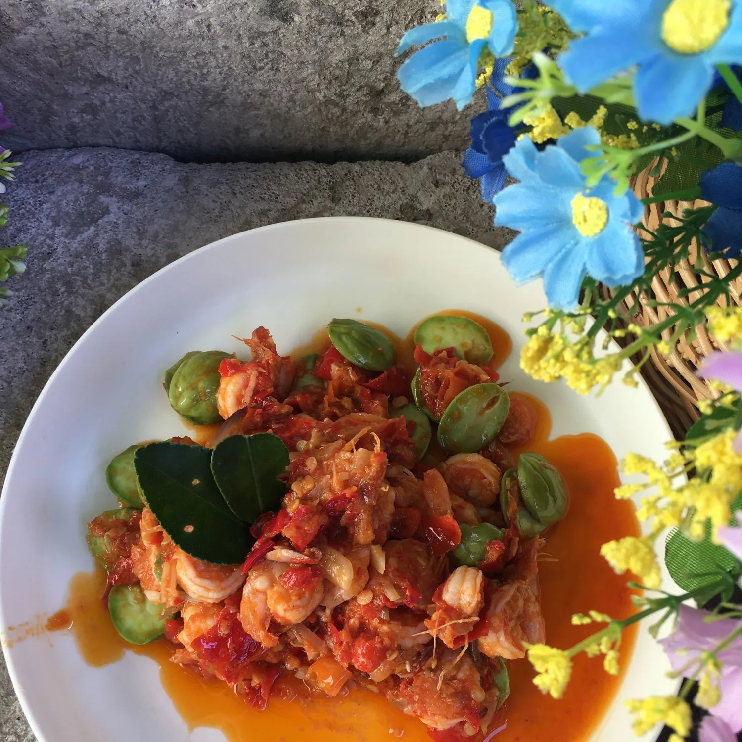 Udang petai tumis pedas