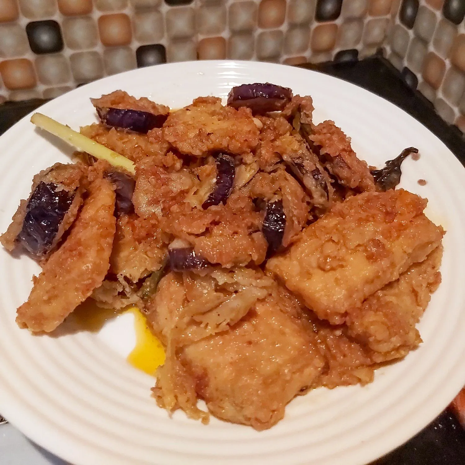 Tempe Terong Bumbu Kacang