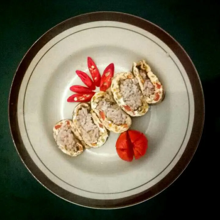 Nasi Merah Gulung Telur Dadar Susu