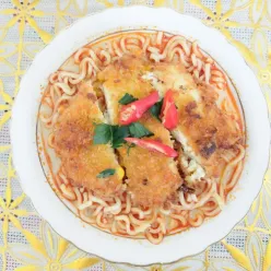 White Curry Noodle Tahu Katsu