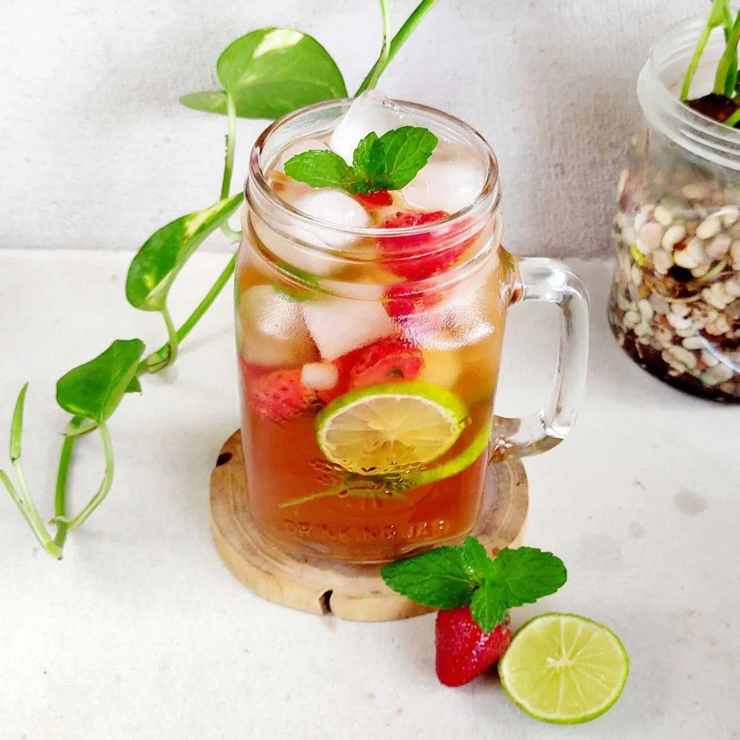 Es Lemon Tea Strawberry #JagoMasakMinggu1Periode2