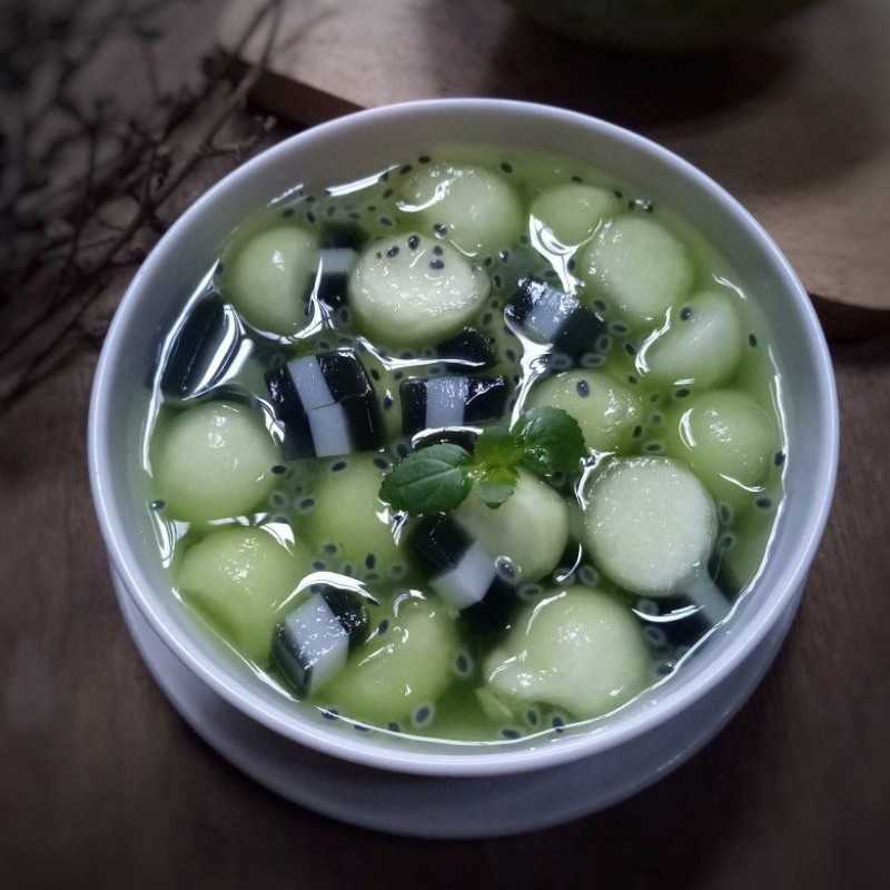  Resep  Es  Sirup Buah Melon Jelly  Selasih 