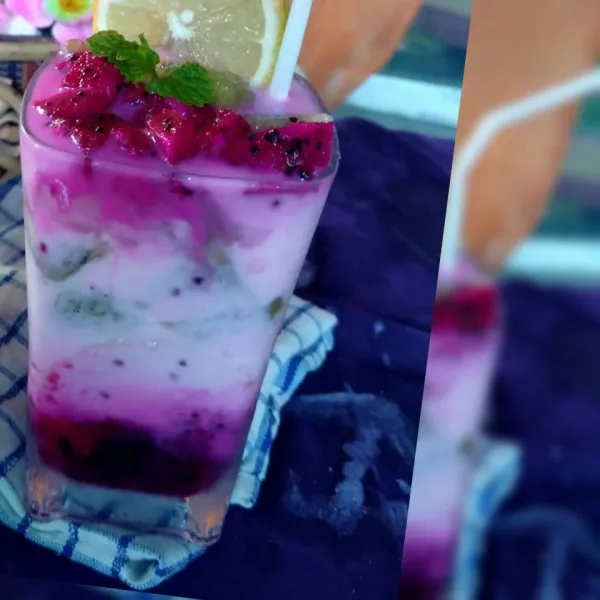 Masukkan es batu 1/2 gelas.Sisipkan potongan buah kiwi disela-sela es  batu. Kaemudian tuangkan susi ultra.