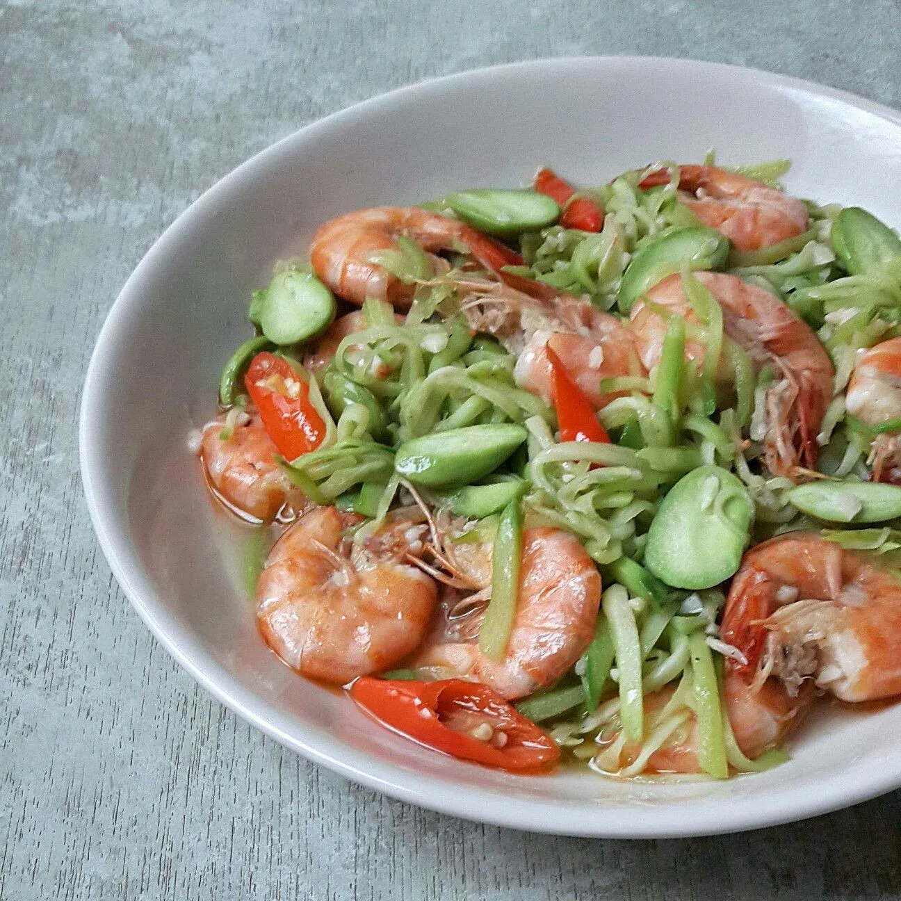 Oseng Labu Siam Udang Pete