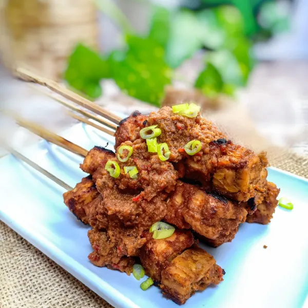 Tempeh Satay with peanut sauce are ready to served.