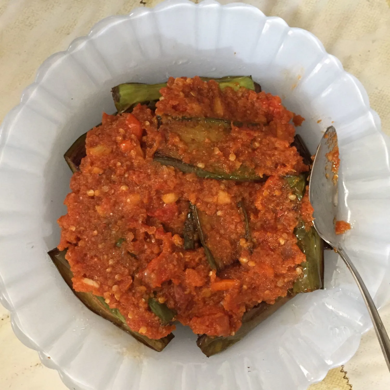 Step 4 Terong Balado Teri