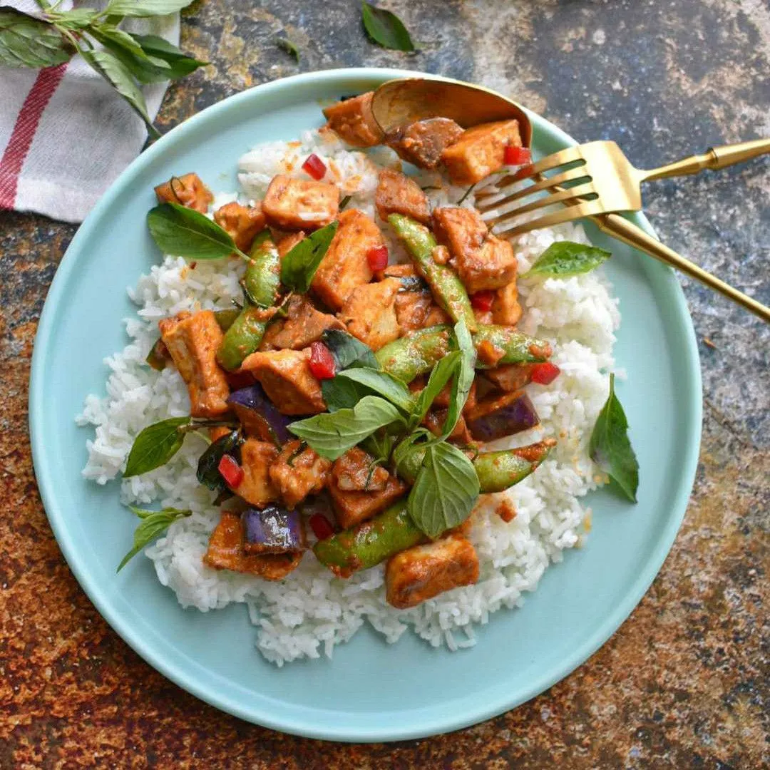 Tofu & Eggplant Red Curry Stir Fry #JagoMasakMinggu3Periode2