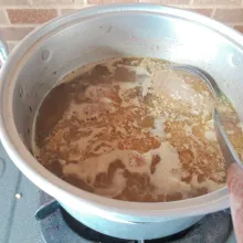 Masukkan bumbu halus, garam, merica & terasi. Masak hingga daging empuk.