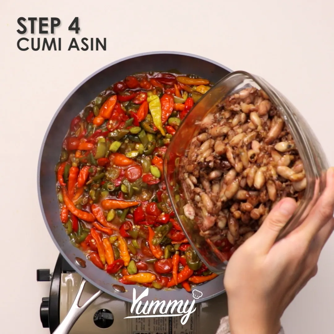 Step 4 Tumis Mercon Cumi Asin Petai
