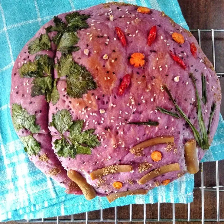 Focaccia Bread with Purple Ubee #JagoMasakMinggu1Periode3
