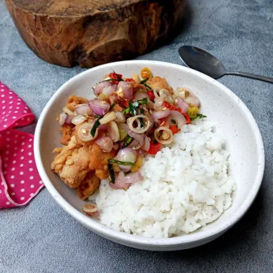 Crispy Chicken Skin Sambal Matah