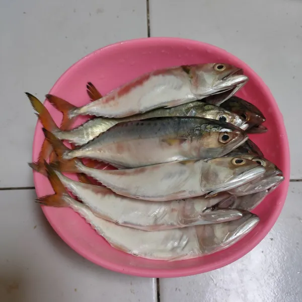 Bersihkan ikan, tarik insangnya sehingga isi perut ikut keluar. Cuci bersih kembali.