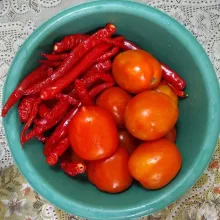 Tomat cuci bersih.