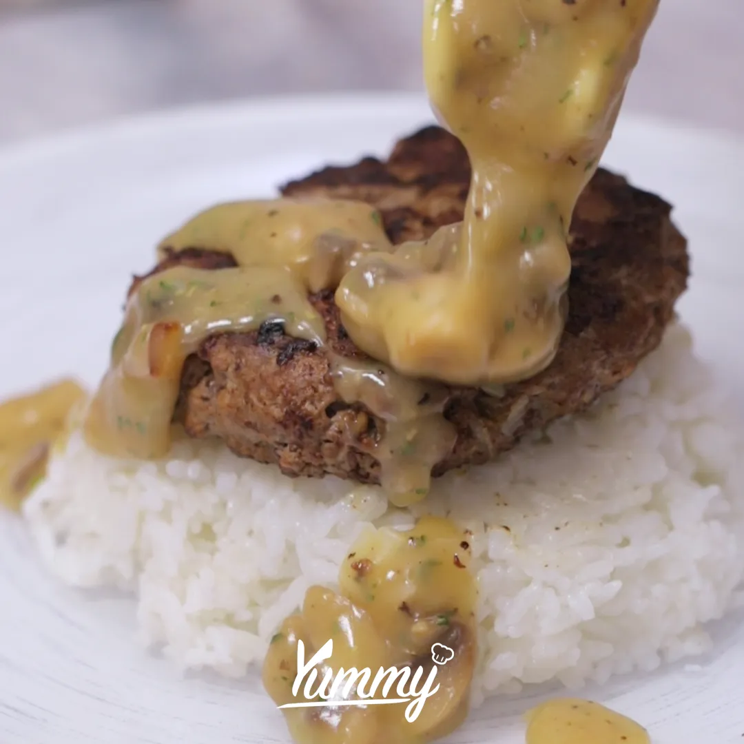 Step 5 Loco Moco (Nasi Burger Khas Hawaii) & Mushroom Gravy