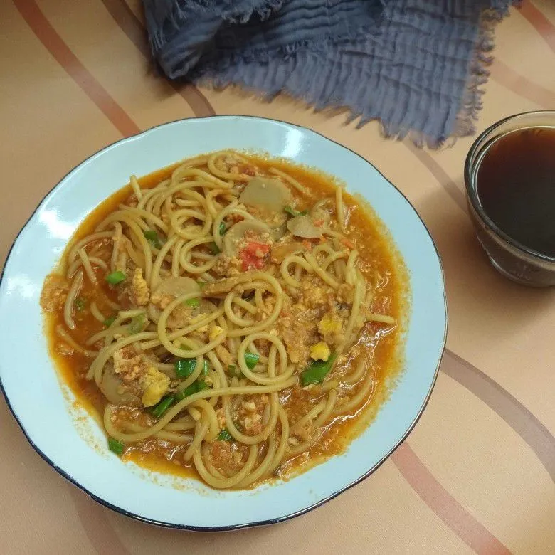 Seblak Spaghetti Meat Balls #JagoMasakMinggu5Periode3