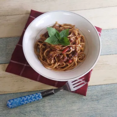 Pasta Rendang Spaghetti Rendang #JagoMasakMinggu5Periode3