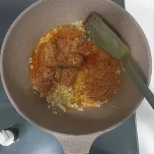 Spaghetti Rendang masukan rendang.
