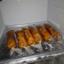 Bungkus dengan plastik es, kemudian bekukan di frezer sampai beku. Sajikan