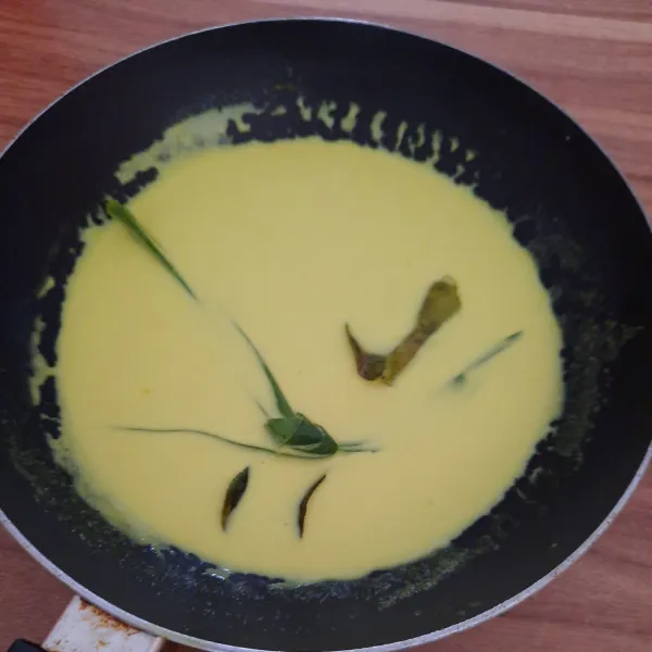 campur semua bahan A. panaskan dengan api kecil, aduk terus sampai mendidih. dinginkan.