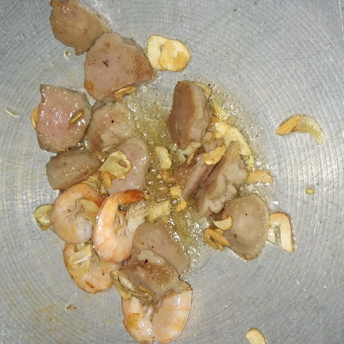 Step 3 Tumis Sawi Putih Udang Bakso