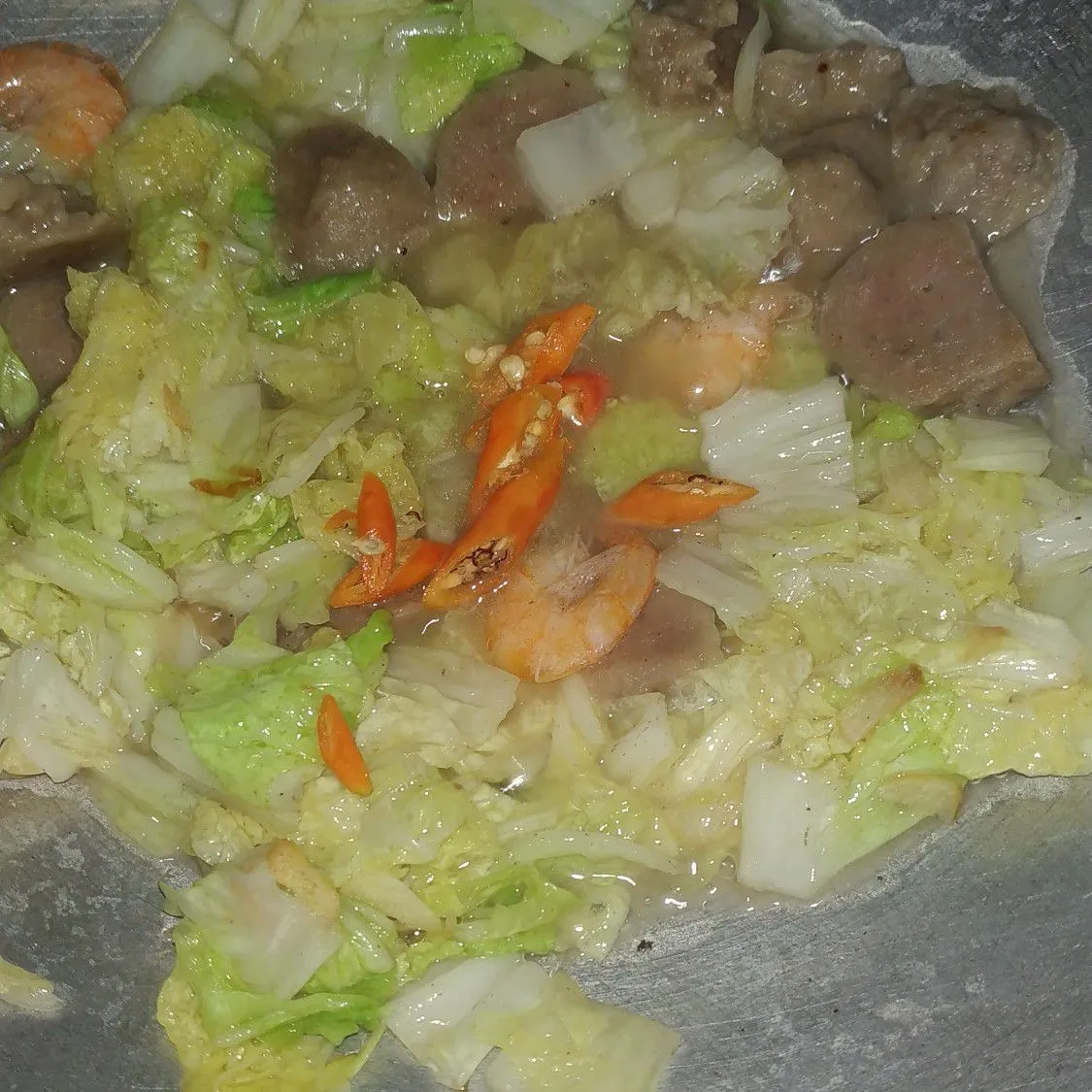 Step 6 Tumis Sawi Putih Udang Bakso
