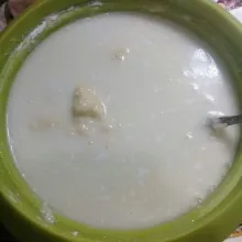 Terakhir masukkan santan cair. Aduk sampai tercampur rata.