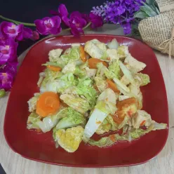 Tumis Sawi Tahu Ayam Wortel Pedas