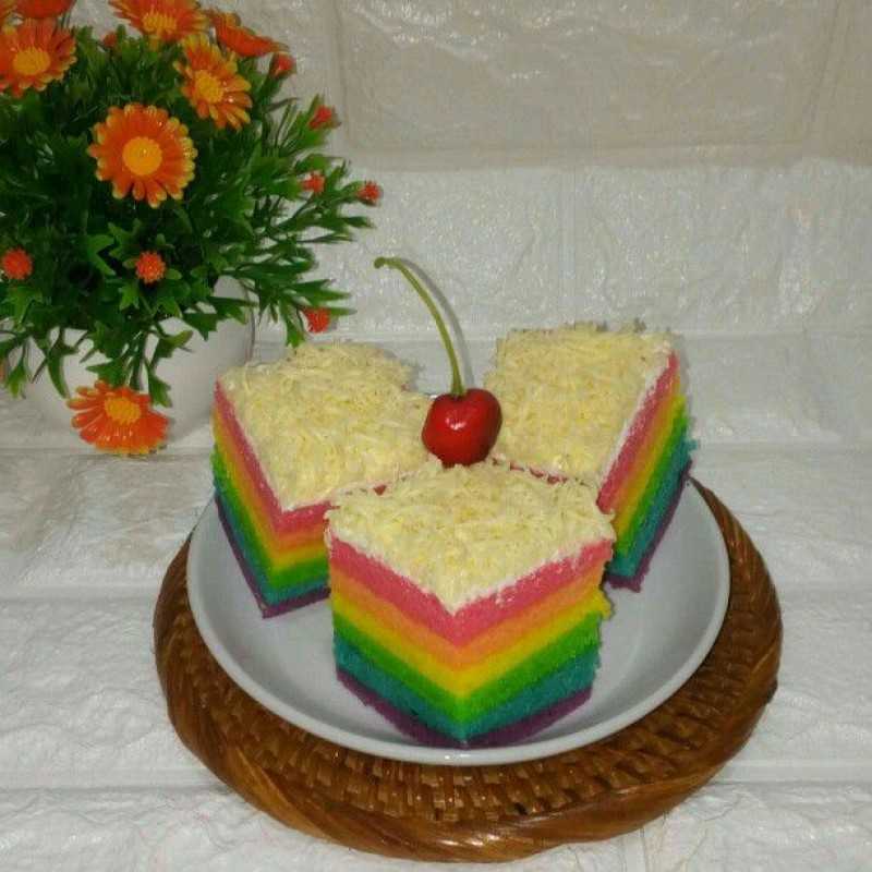 Resep Rainbow Cake Sederhana Enak | Chef Diena Kitchen