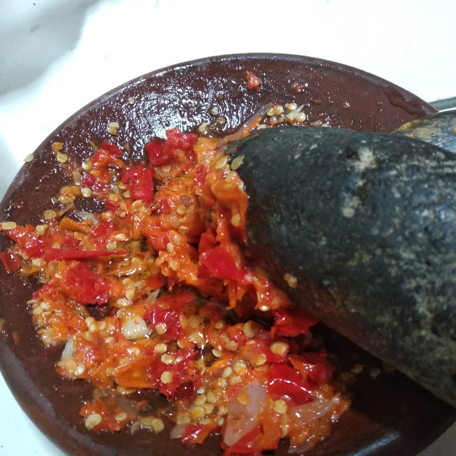 Step 4 Telur Dadar Geprek Sambel Jelantah
