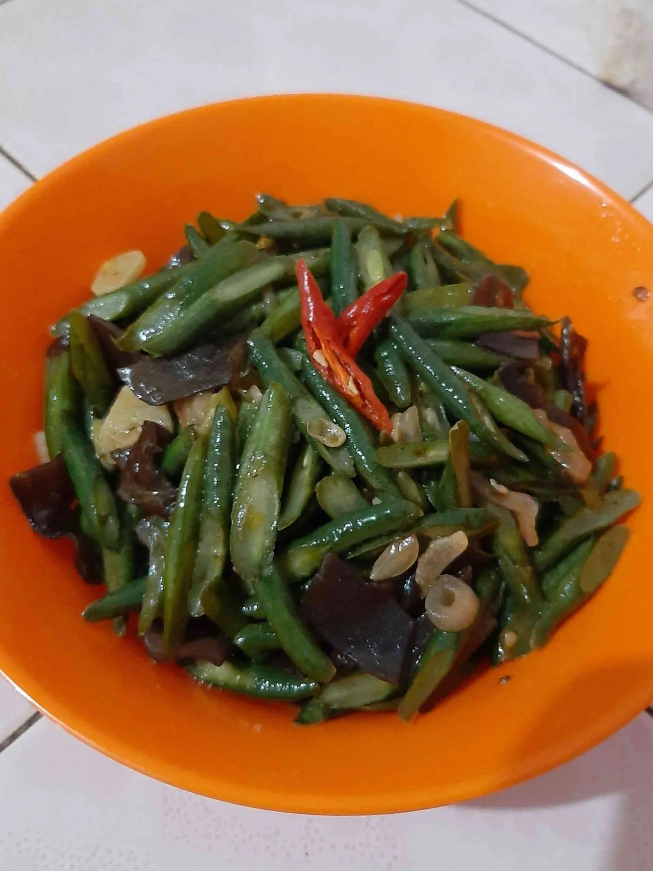 Tumis Kacang Panjang Jamur Kuping