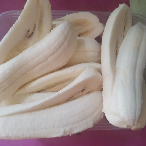 Belah pisang kepok tanpa putus (model kipas)