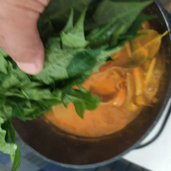 Tambahkan daun ubi jepang