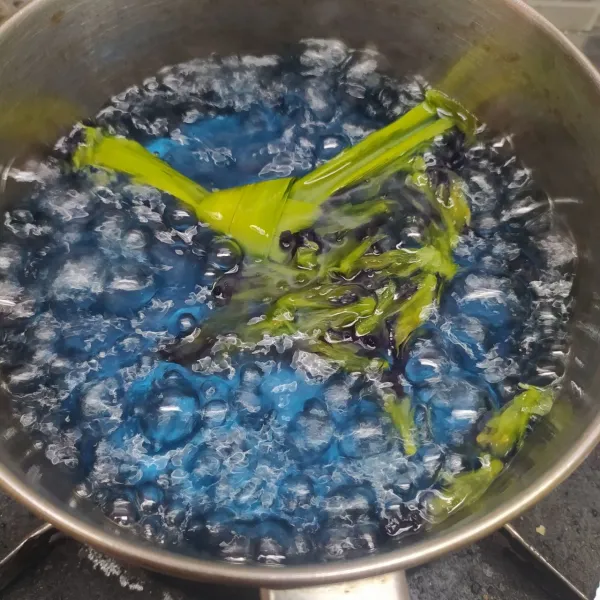 sirup telang : rebus air, gula pasir, daun pandan dan bunga telang sampai mendidih. matikan kompor tunggu sampai dingin lalu saring ambil airnya.